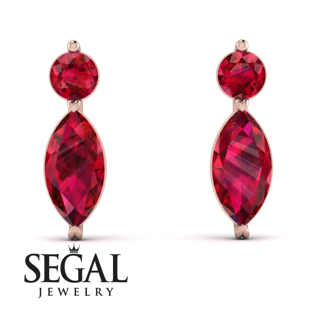 Hanging Marquise Ruby Earrings - Lacey No. 11