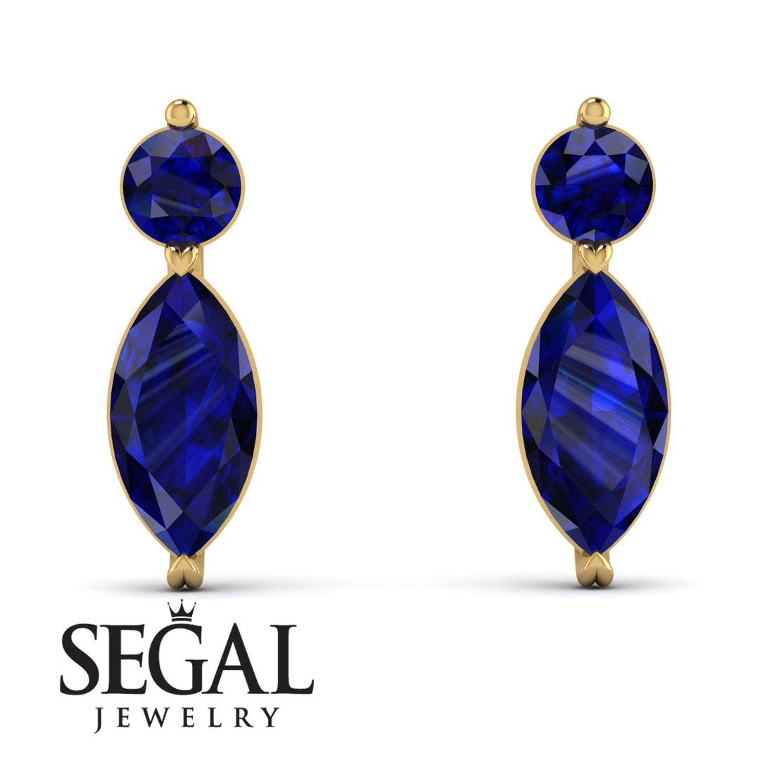 Hanging Marquise Sapphire Earrings - Lacey No. 13
