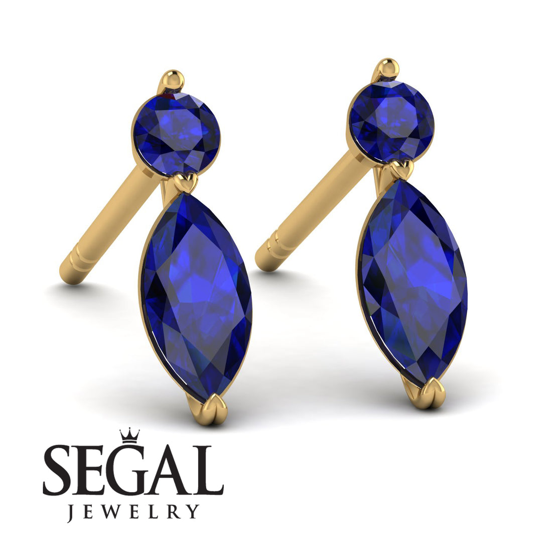 Hanging Marquise Sapphire Earrings - Lacey No. 13