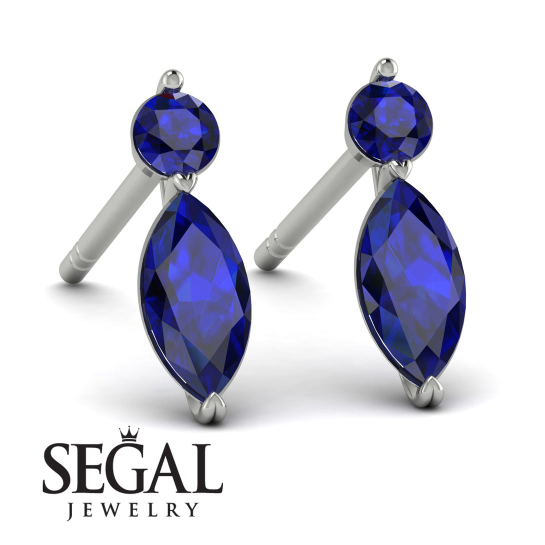Hanging Marquise Sapphire Earrings - Lacey No. 15