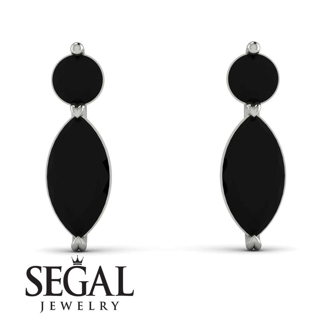 Hanging Marquise Black Diamond Earrings - Lacey No. 9