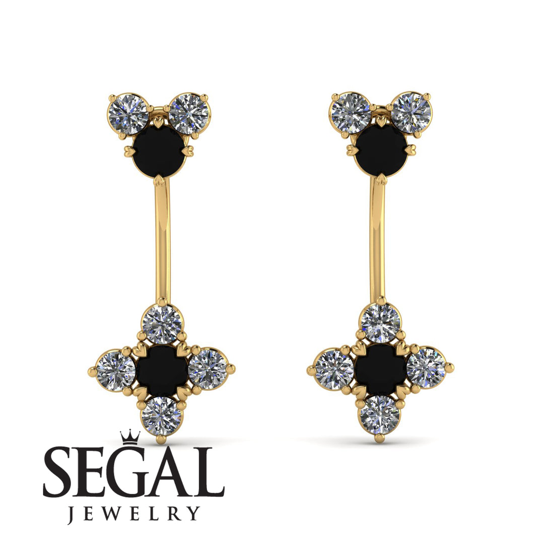 Hanging Black Diamond Compass Earrings - Brittany No. 7