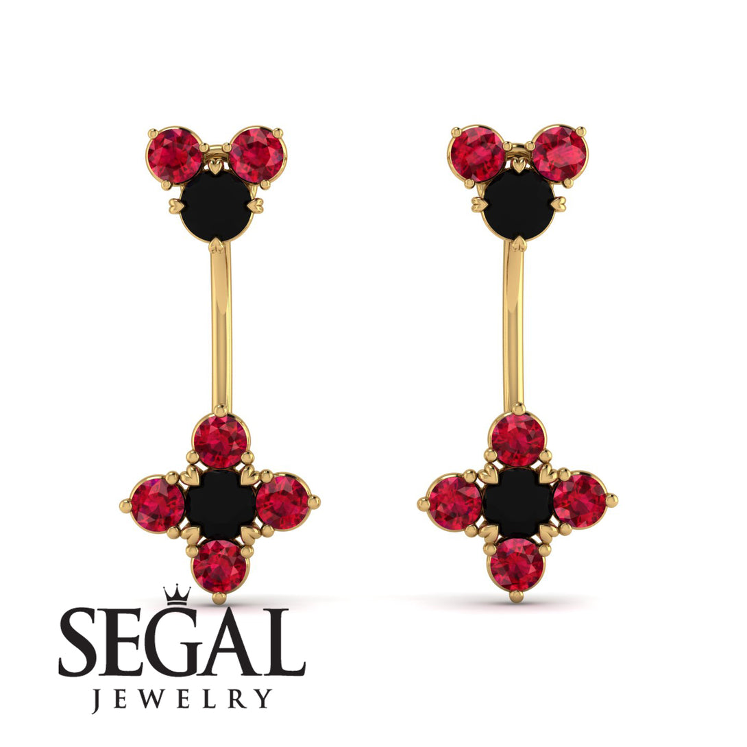 Hanging Black Diamond Compass Earrings - Brittany No. 52