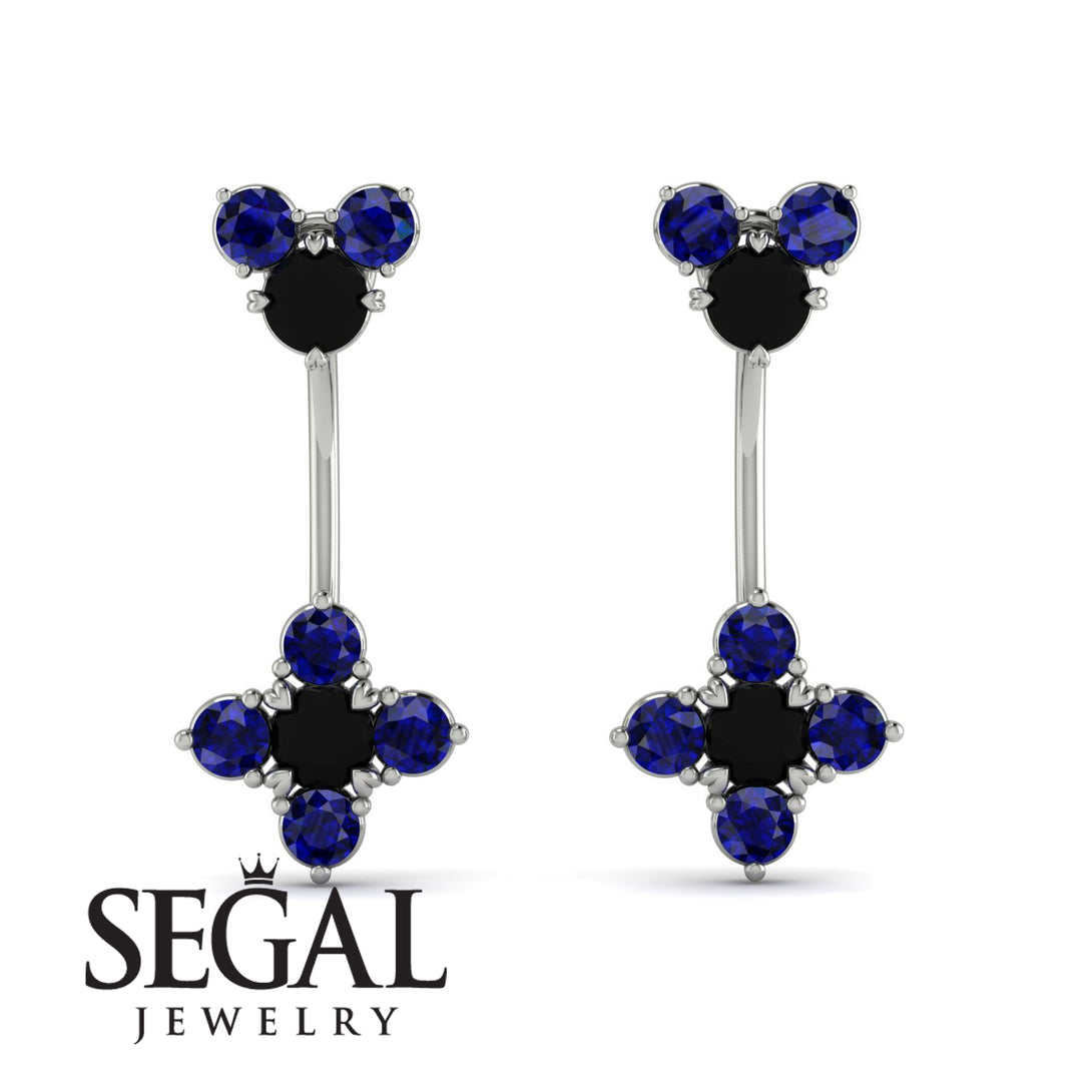 Hanging Black Diamond Compass Earrings - Brittany No. 69