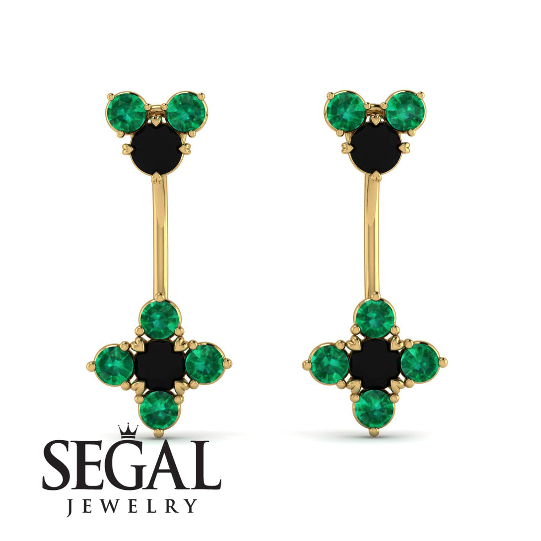 Hanging Black Diamond Compass Earrings - Brittany No. 22