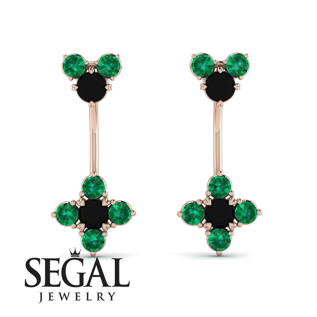 Hanging Black Diamond Compass Earrings - Brittany No. 23