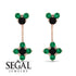 Hanging Black Diamond Compass Earrings - Brittany No. 23