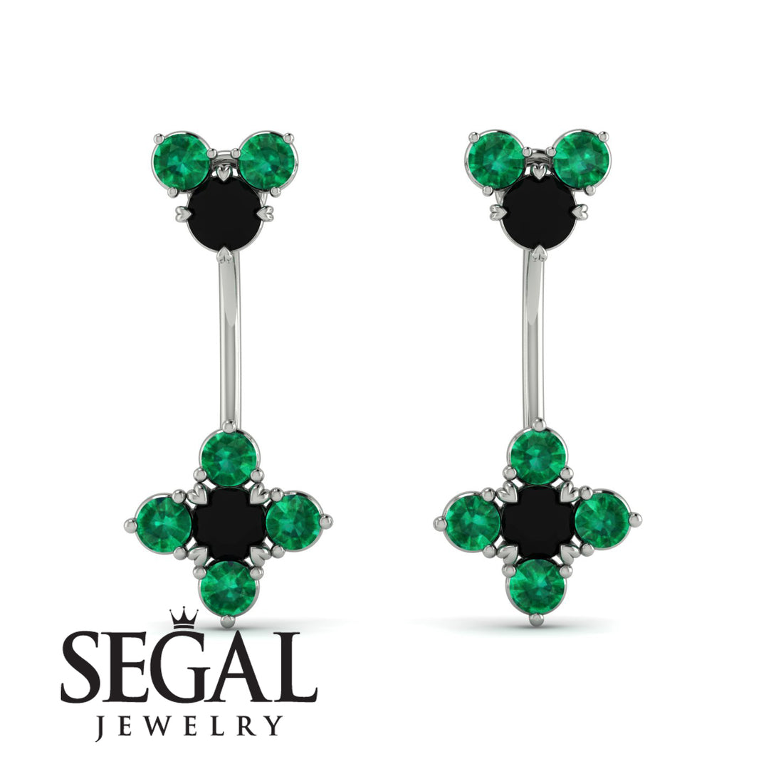 Hanging Black Diamond Compass Earrings - Brittany No. 24