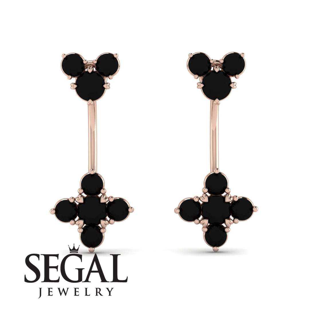 Hanging Black Diamond Compass Earrings - Brittany No. 38