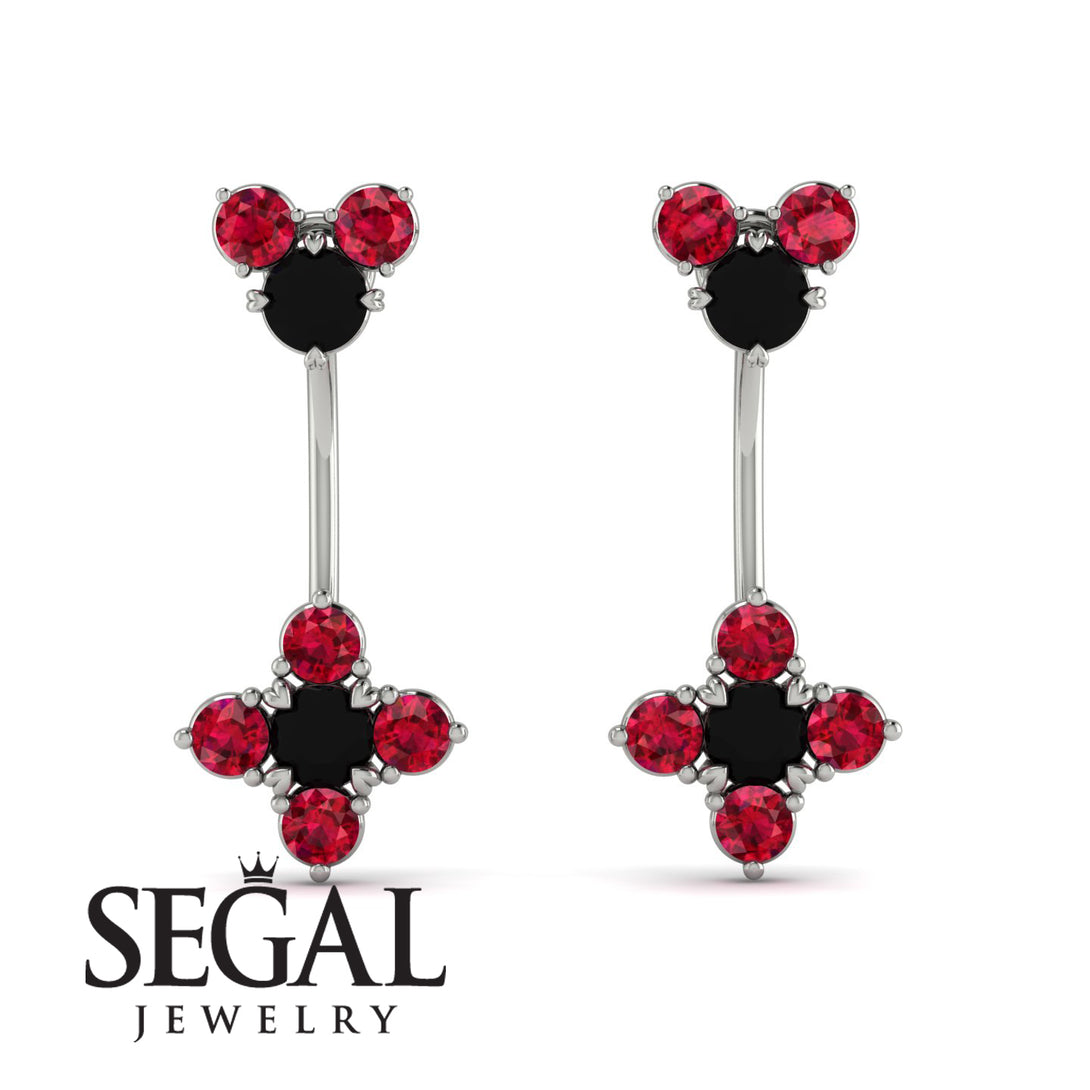Hanging Black Diamond Compass Earrings - Brittany No. 54
