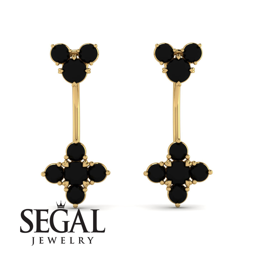 Hanging Black Diamond Compass Earrings - Brittany No. 37