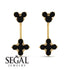 Hanging Black Diamond Compass Earrings - Brittany No. 37