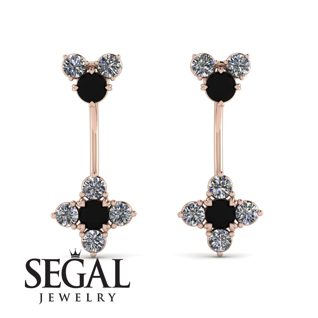 Hanging Black Diamond Compass Earrings - Brittany No. 8
