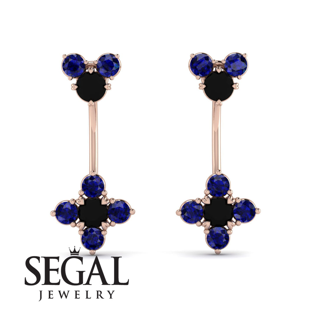 Hanging Black Diamond Compass Earrings - Brittany No. 68