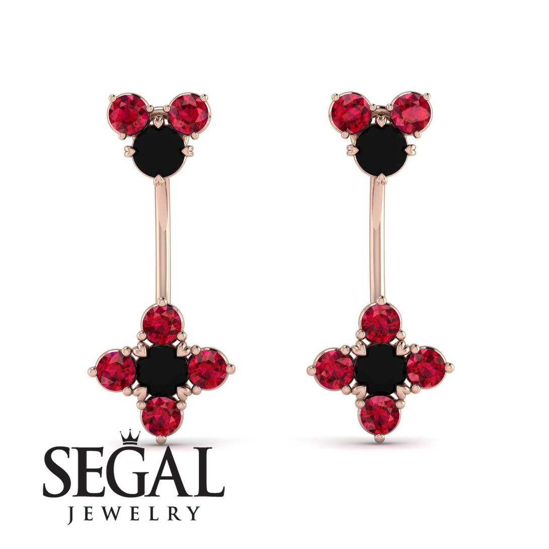 Hanging Black Diamond Compass Earrings - Brittany No. 53
