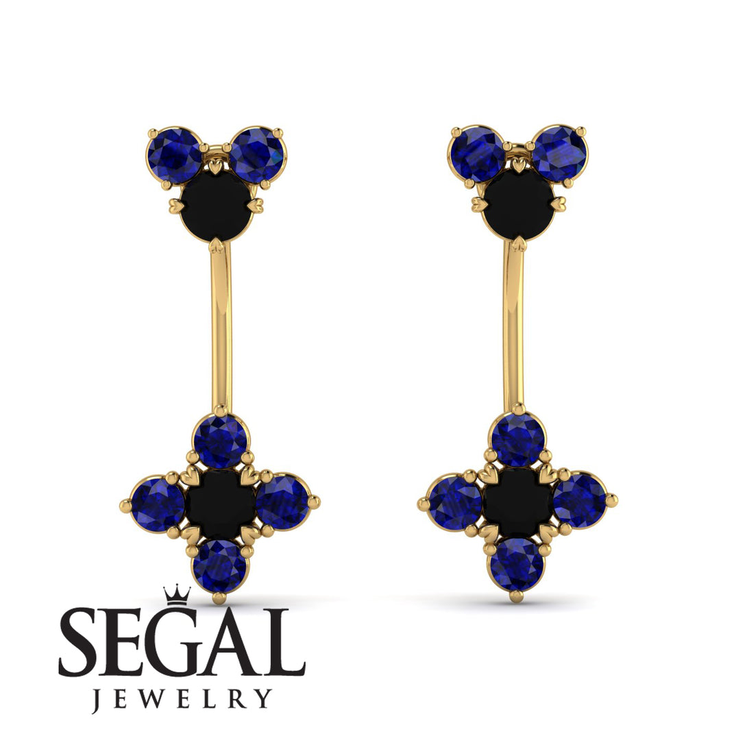 Hanging Black Diamond Compass Earrings - Brittany No. 67