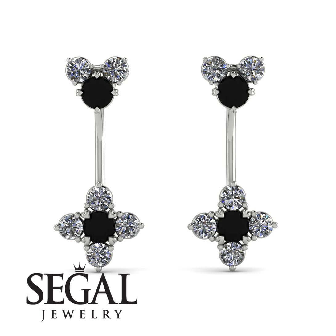 Hanging Black Diamond Compass Earrings - Brittany No. 9
