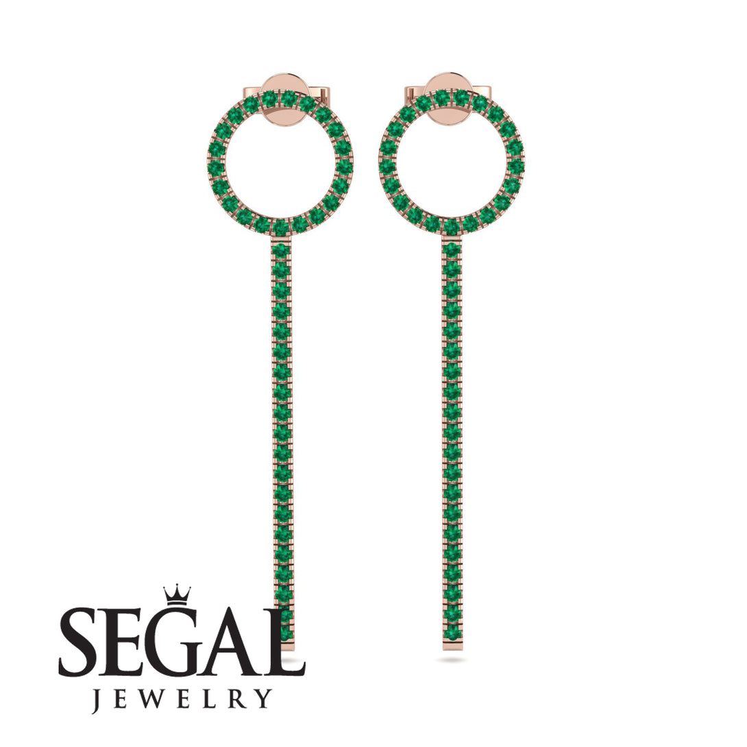 Hanging Circle Emerald Earrings - Lilah No. 5