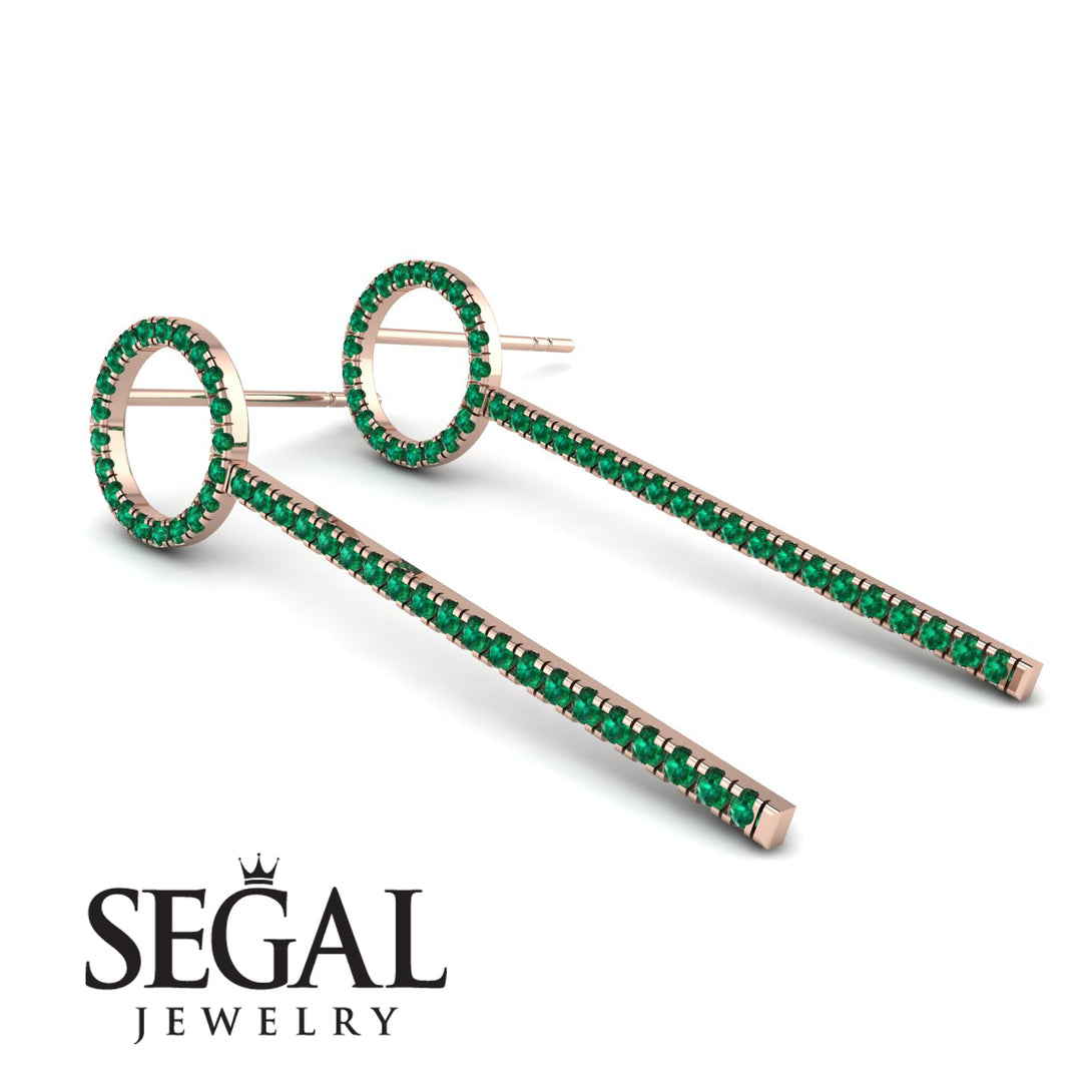 Hanging Circle Emerald Earrings - Lilah No. 5