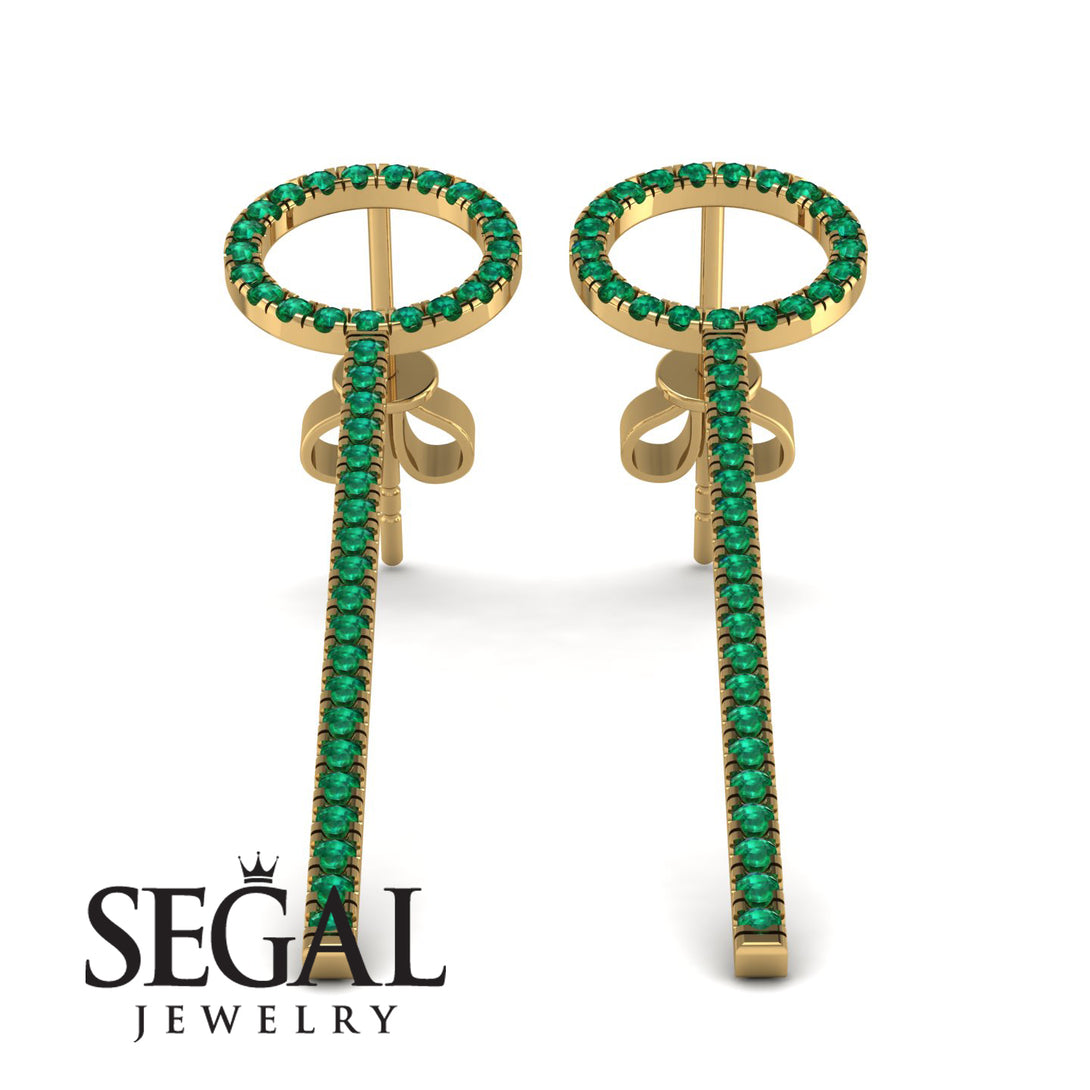 Hanging Circle Emerald Earrings - Lilah No. 4