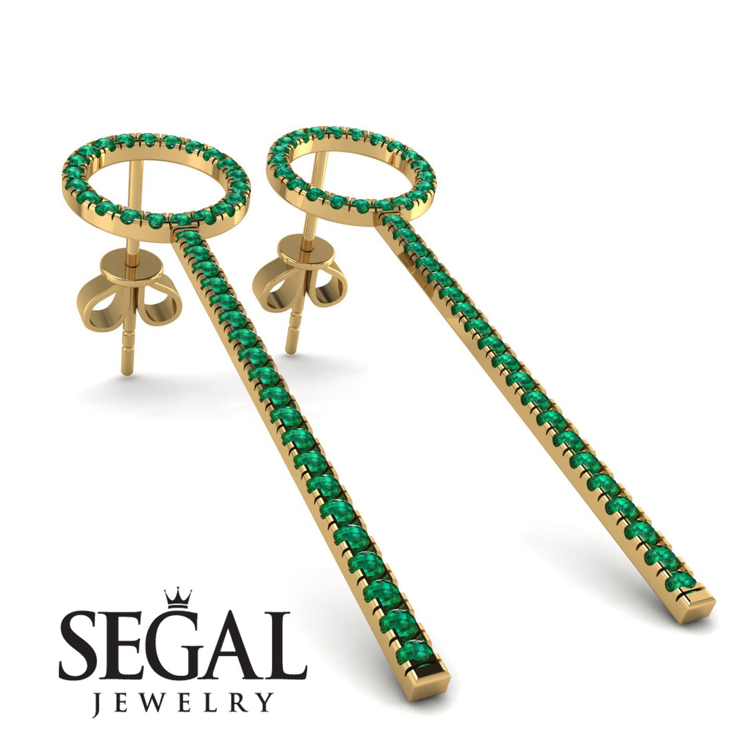 Hanging Circle Emerald Earrings - Lilah No. 4