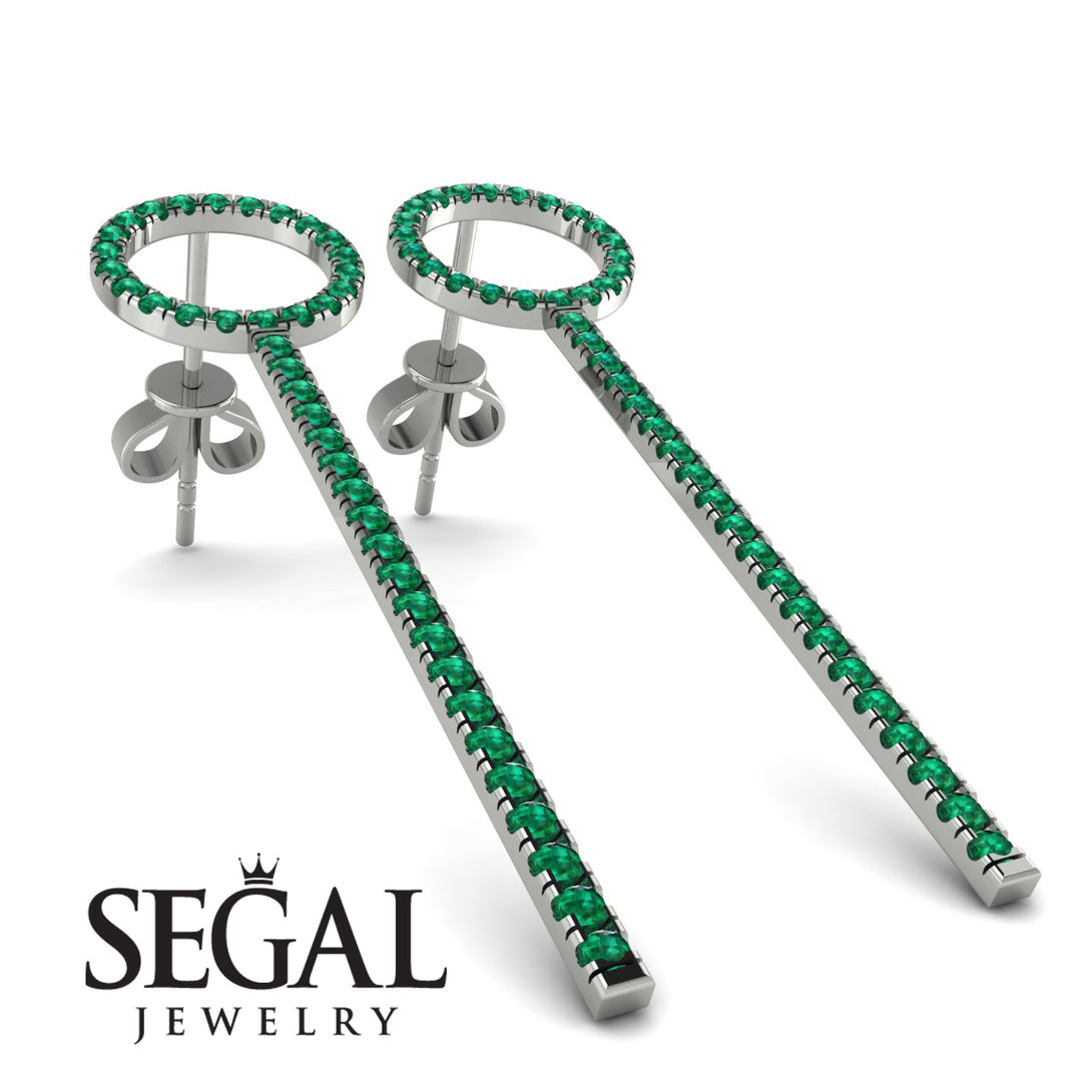 Hanging Circle Emerald Earrings - Lilah No. 6