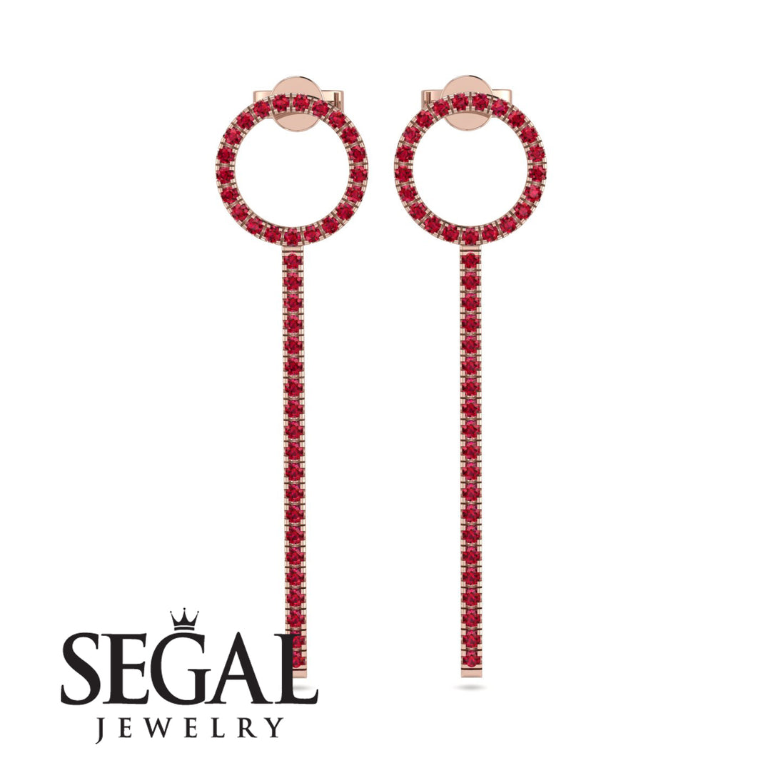 Hanging Circle Ruby Earrings - Lilah No. 11