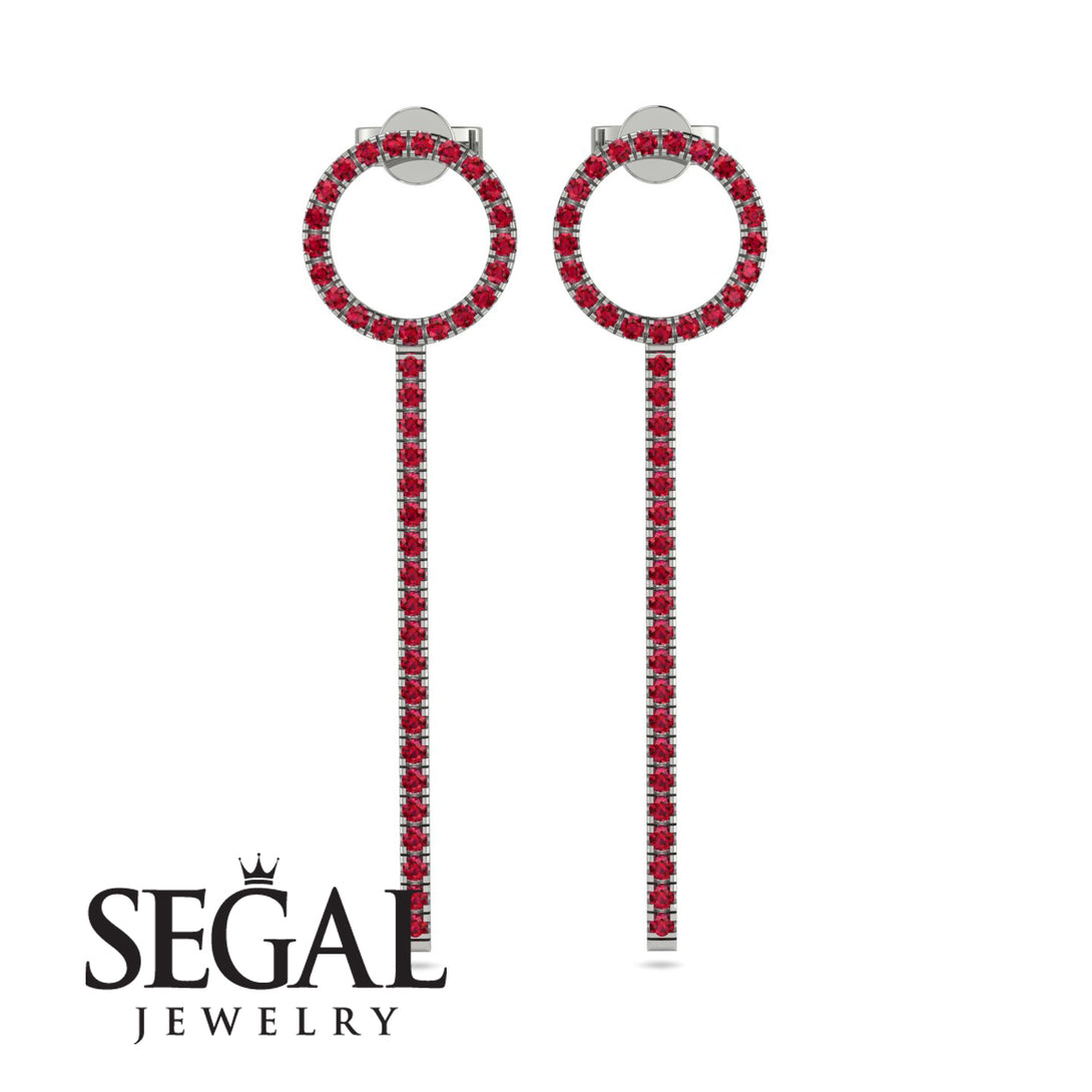 Hanging Circle Ruby Earrings - Lilah No. 12