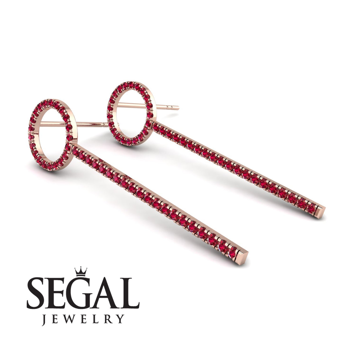 Hanging Circle Ruby Earrings - Lilah No. 11