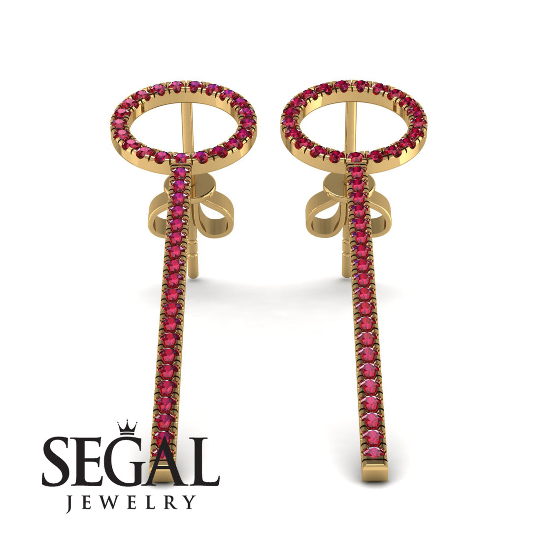 Hanging Circle Ruby Earrings - Lilah No. 10