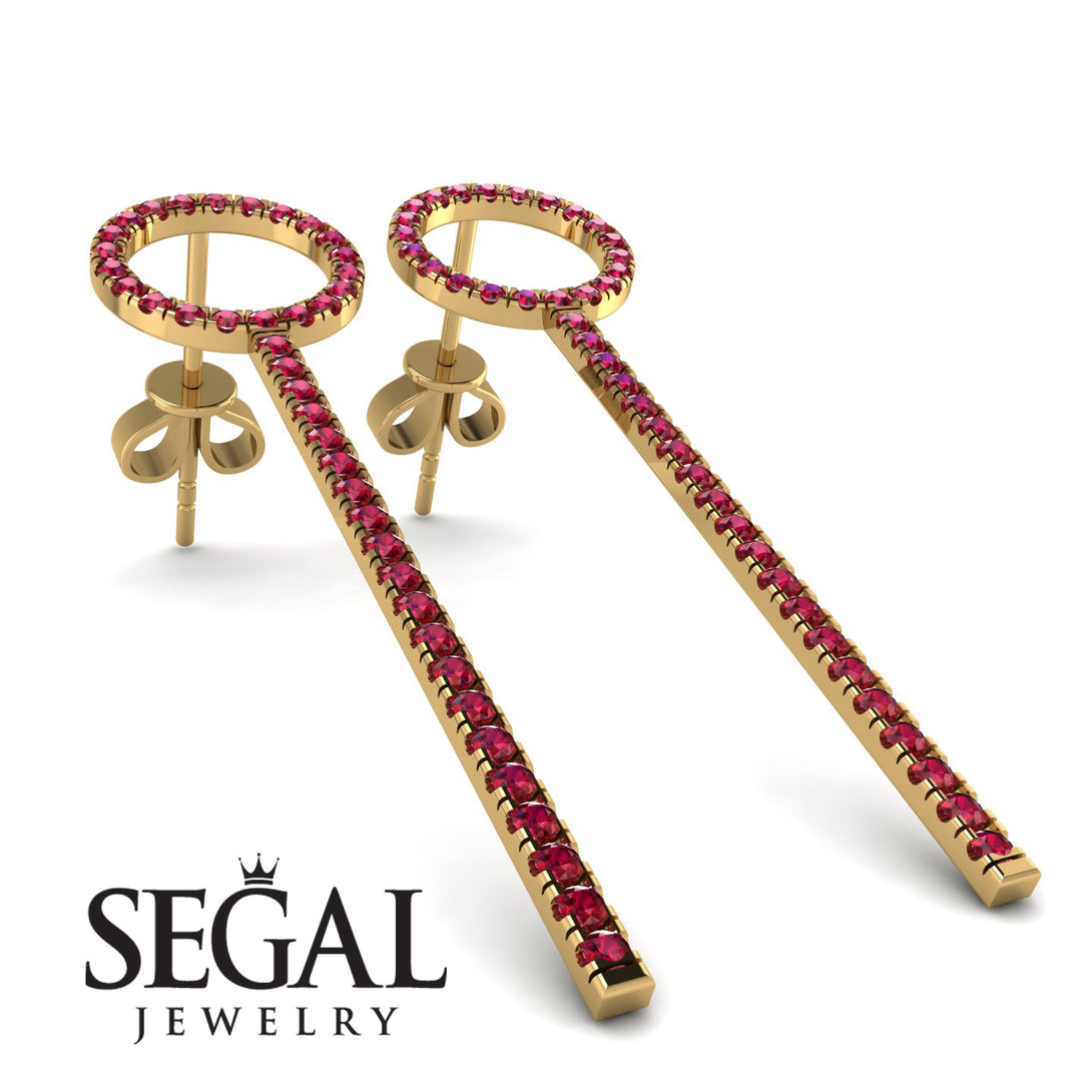 Hanging Circle Ruby Earrings - Lilah No. 10