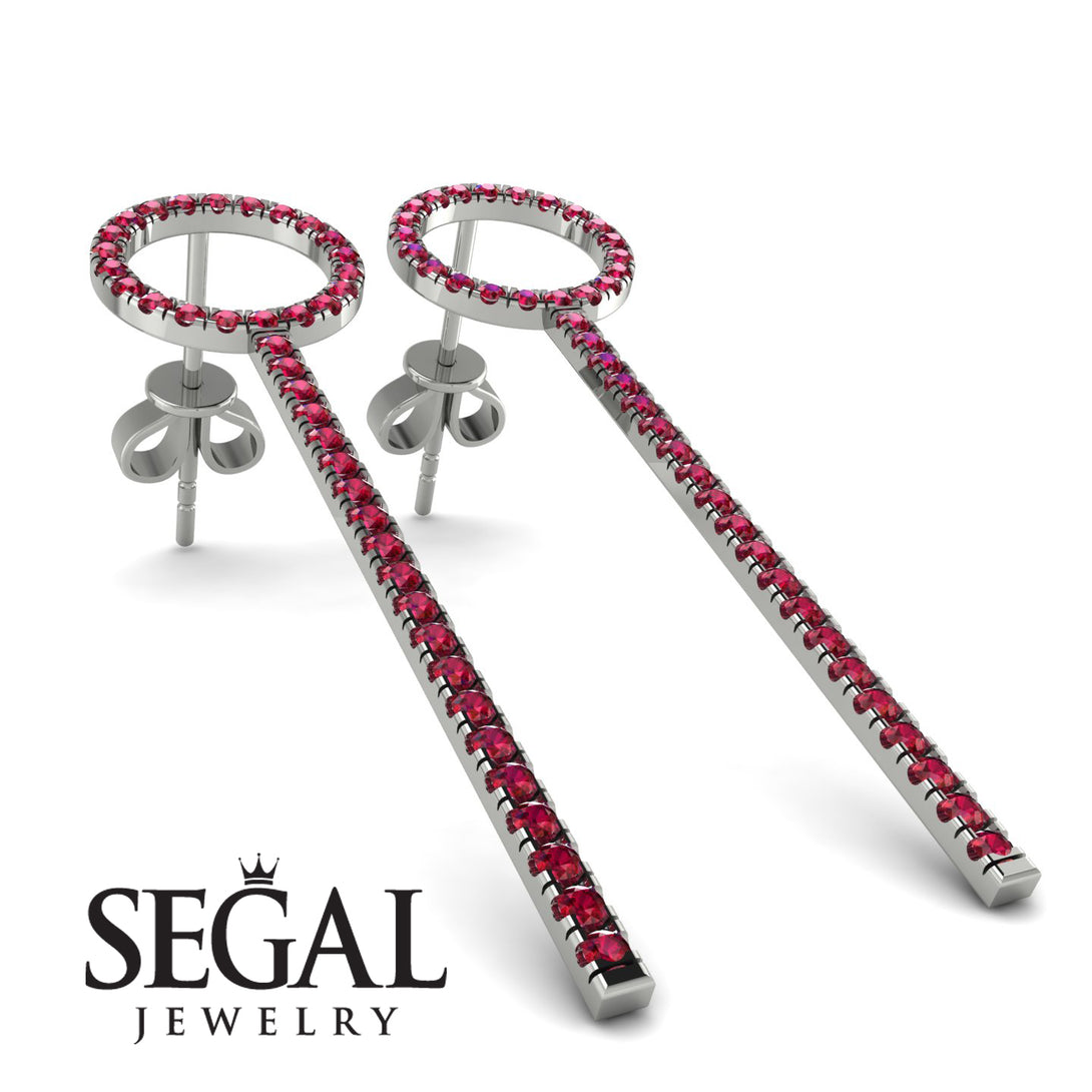 Hanging Circle Ruby Earrings - Lilah No. 12