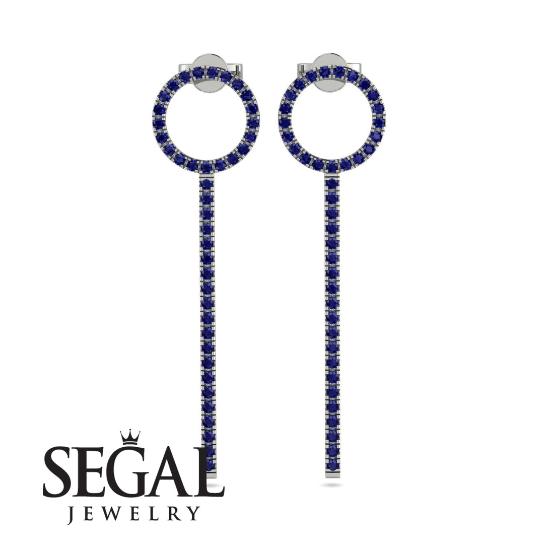 Hanging Circle Sapphire Earrings - Lilah No. 15