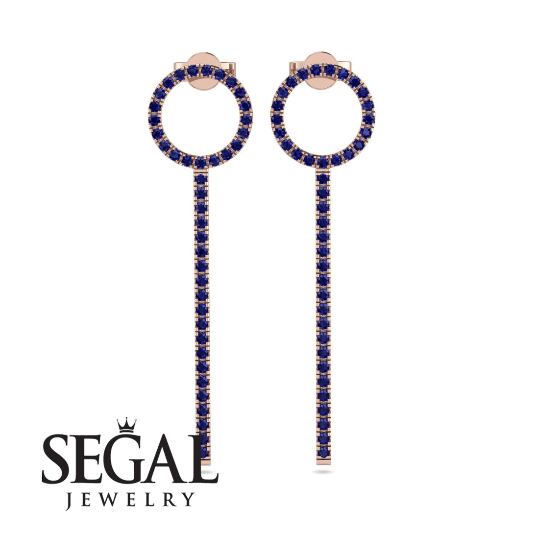 Hanging Circle Sapphire Earrings - Lilah No. 14