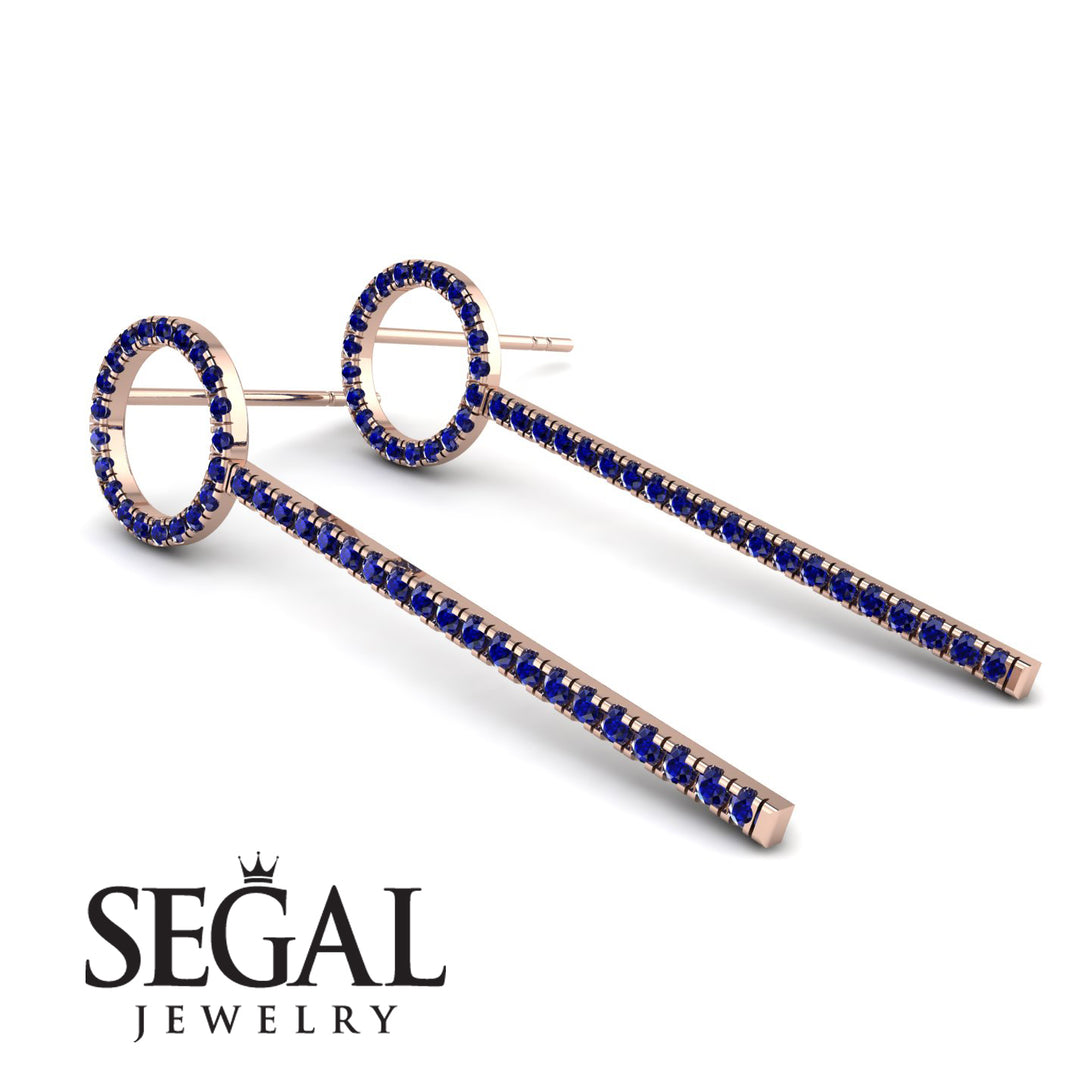 Hanging Circle Sapphire Earrings - Lilah No. 14