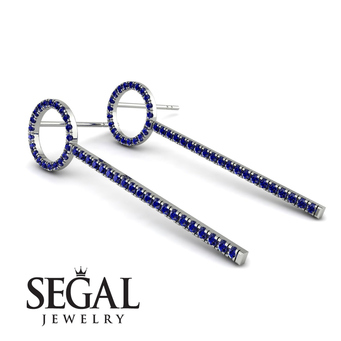Hanging Circle Sapphire Earrings - Lilah No. 15