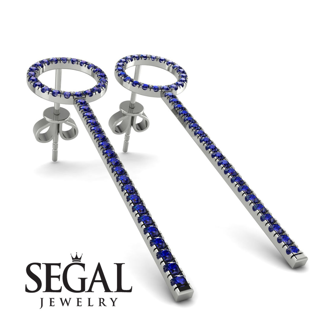Hanging Circle Sapphire Earrings - Lilah No. 15
