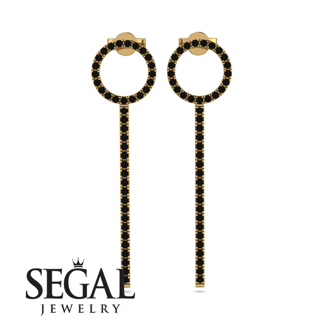 Hanging Circle Black Diamond Earrings - Lilah No. 7