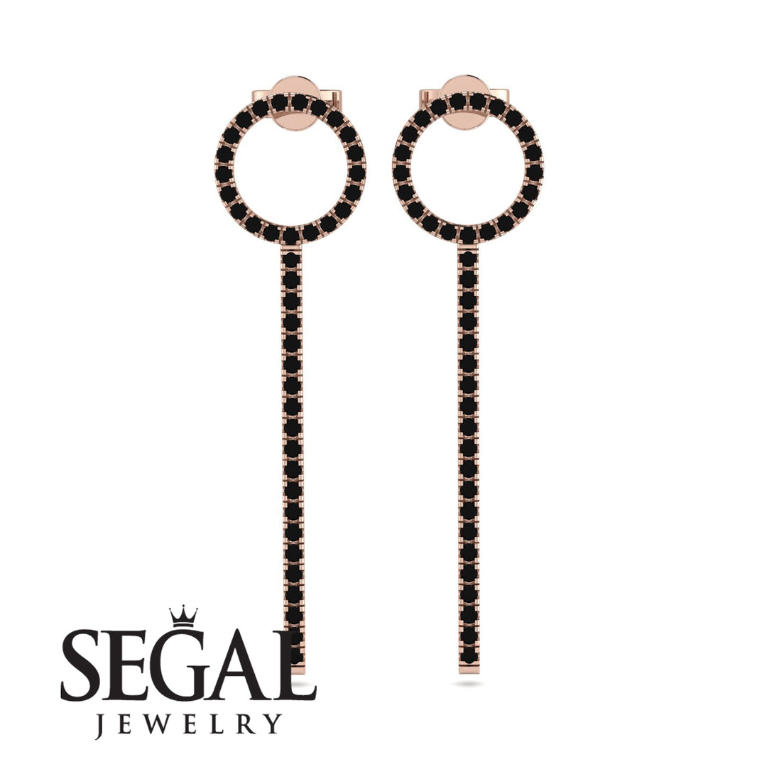 Hanging Circle Black Diamond Earrings - Lilah No. 8
