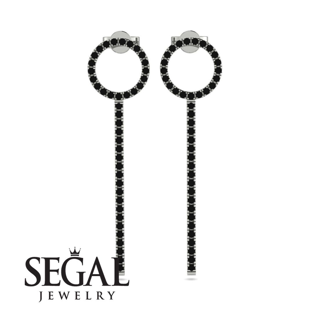 Hanging Circle Black Diamond Earrings - Lilah No. 9