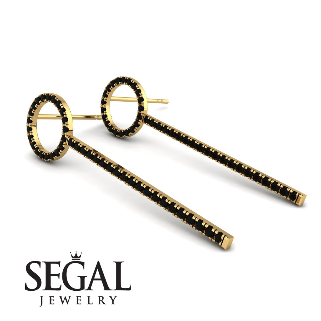 Hanging Circle Black Diamond Earrings - Lilah No. 7