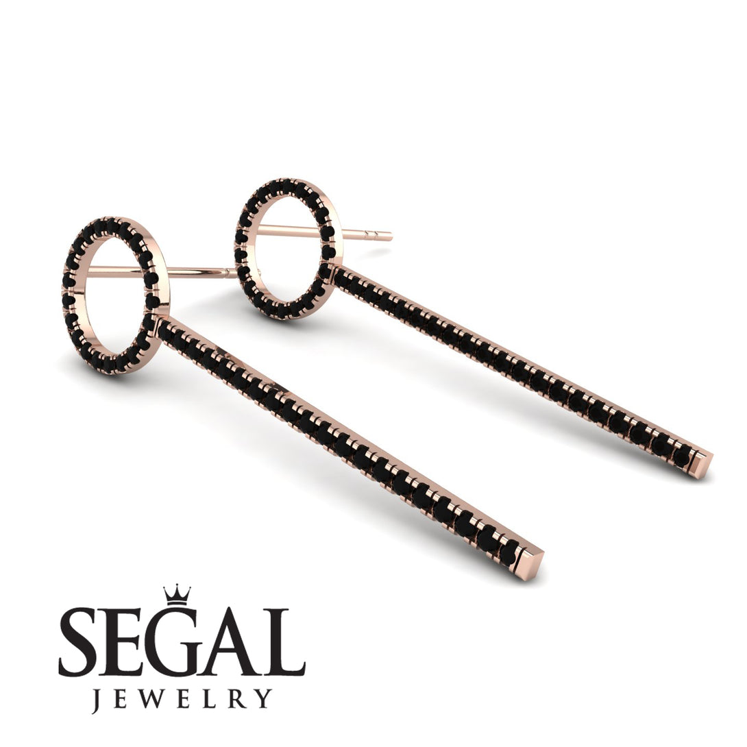 Hanging Circle Black Diamond Earrings - Lilah No. 8