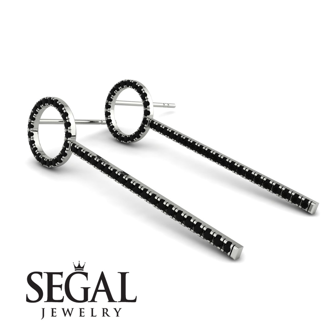 Hanging Circle Black Diamond Earrings - Lilah No. 9