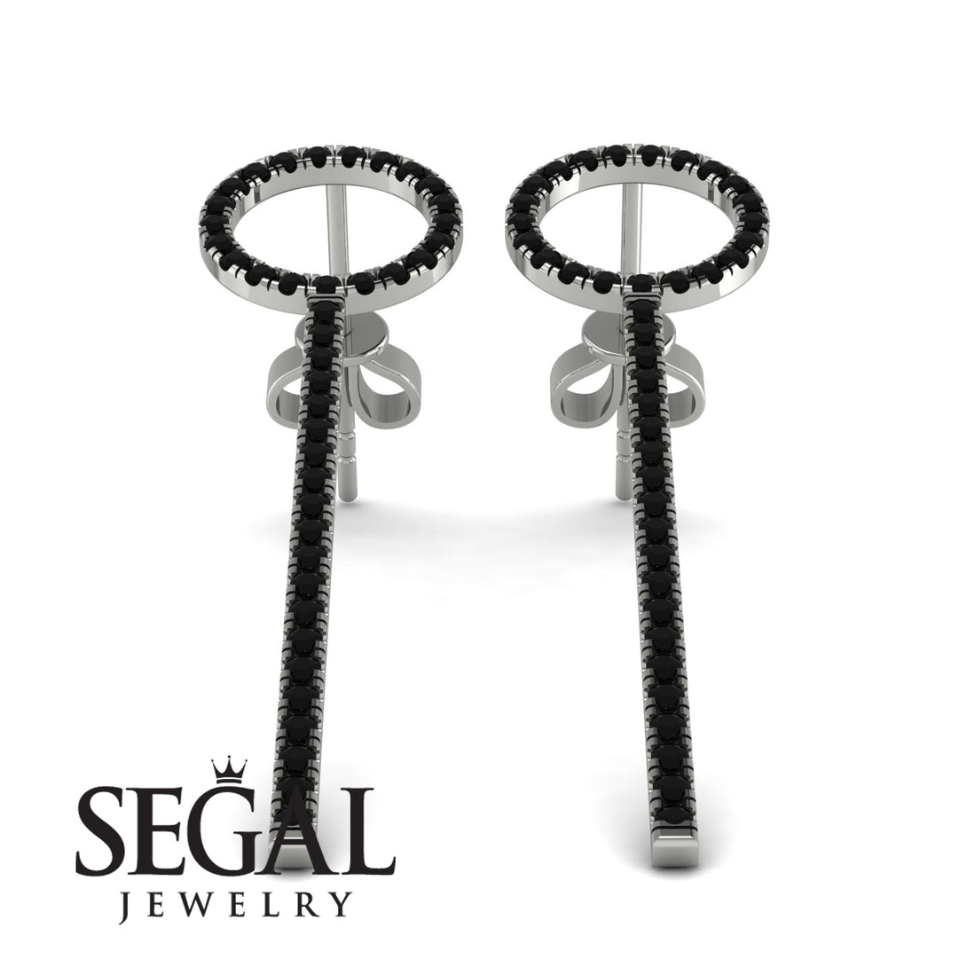 Hanging Circle Black Diamond Earrings - Lilah No. 9