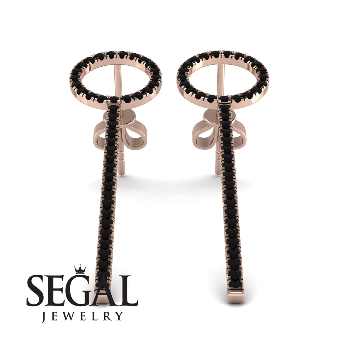 Hanging Circle Black Diamond Earrings - Lilah No. 8
