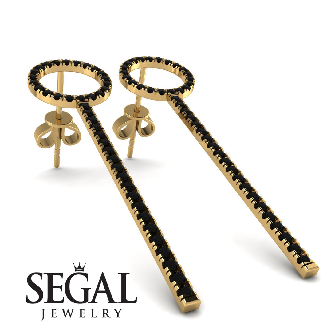 Hanging Circle Black Diamond Earrings - Lilah No. 7
