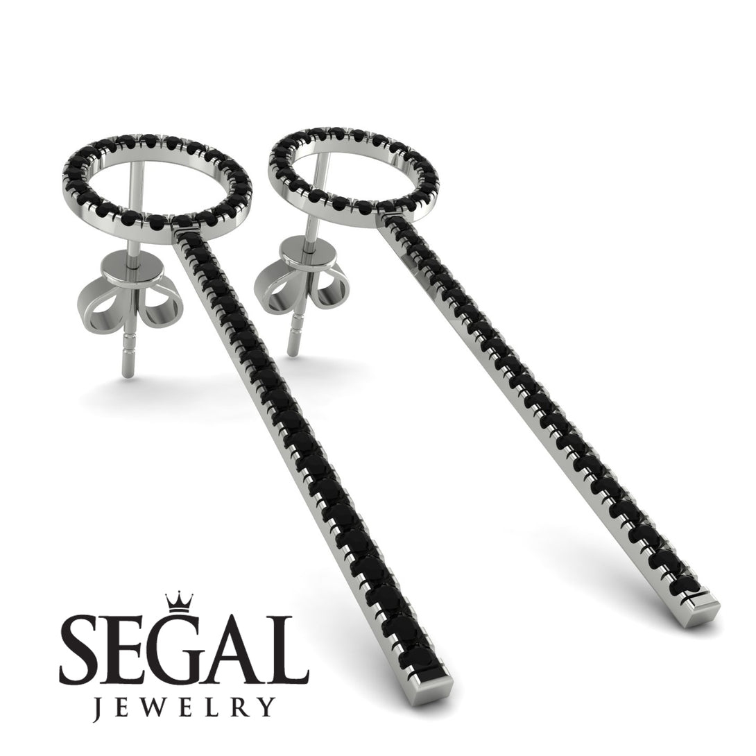 Hanging Circle Black Diamond Earrings - Lilah No. 9