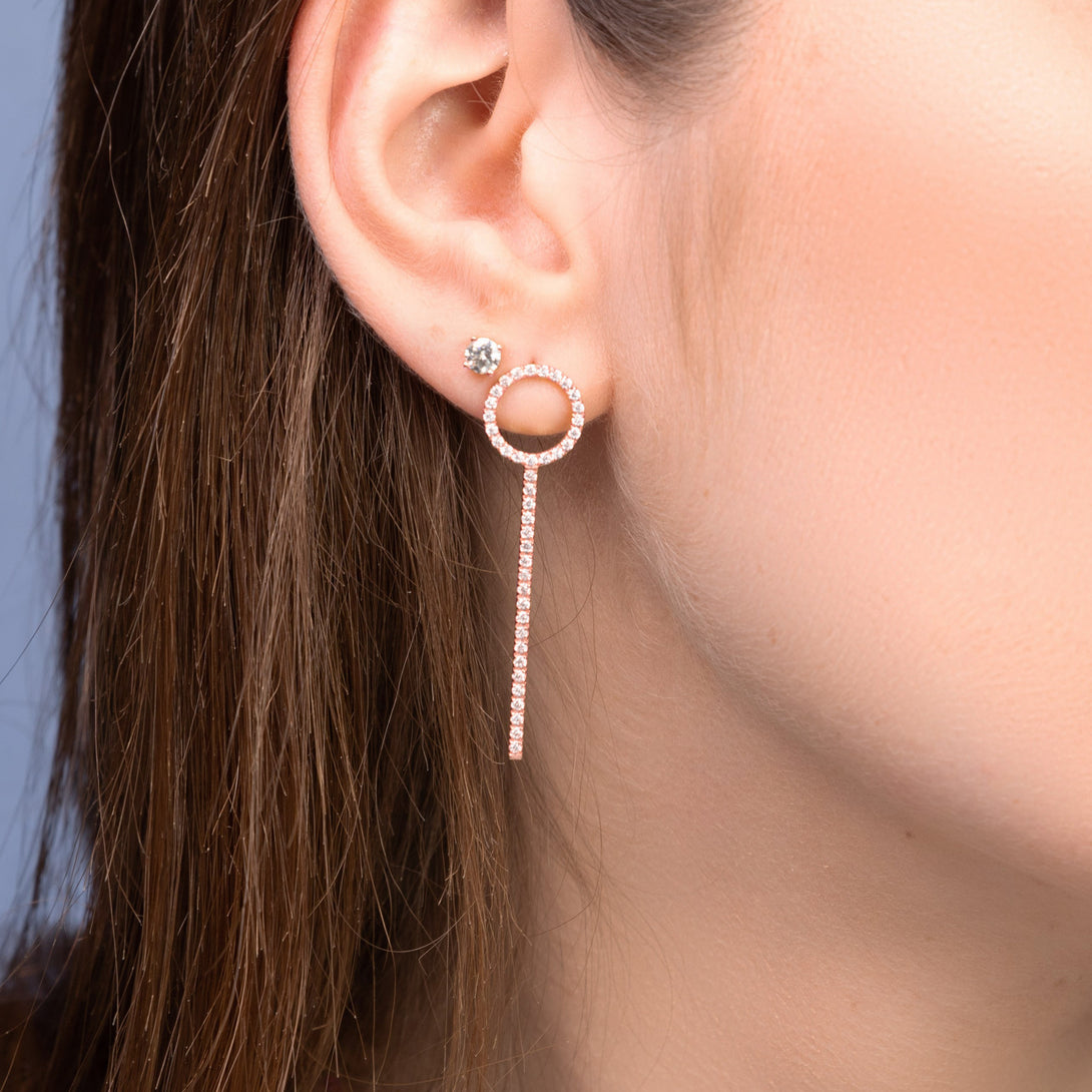 Hanging Circle Black Diamond Earrings - Lilah No. 8
