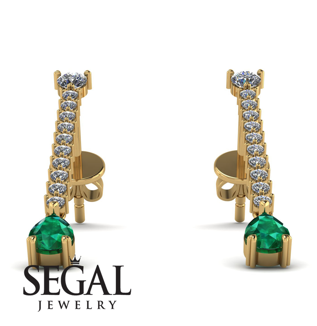 Hanging Oval Emerald Earrings - Tatiana No. 16