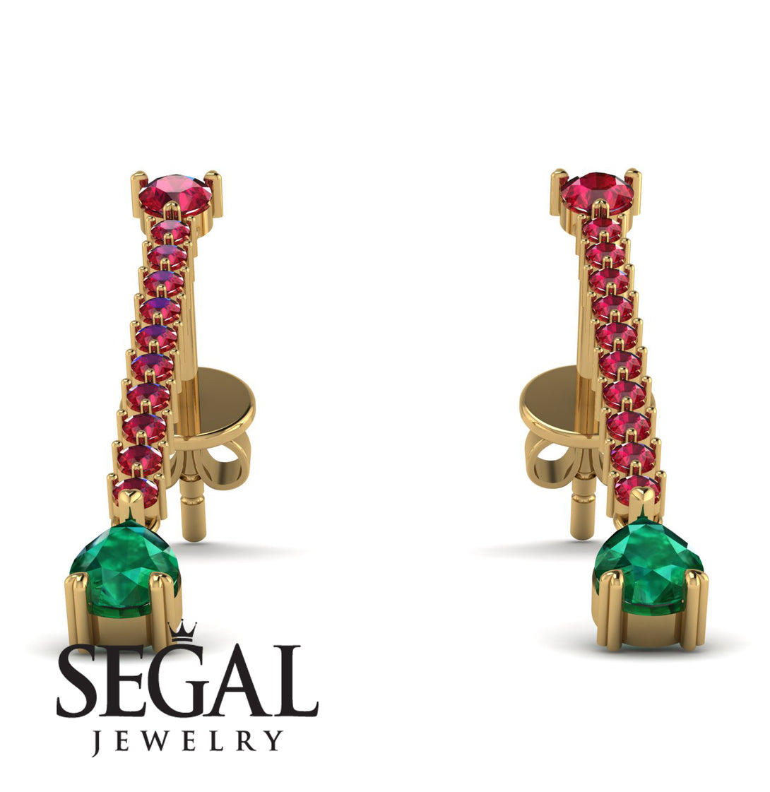 Hanging Oval Emerald Earrings - Tatiana No. 25